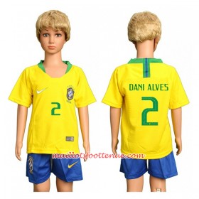 Maillot/Tenue Brésil Dani Alves 2 Enfant Domicile Coupe du monde 2018